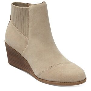TOMS Women's Sadie Wedge Booties Beige Ankle Boots